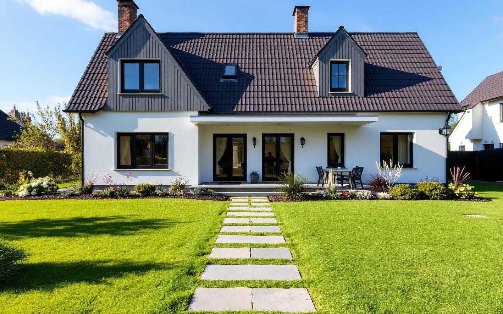 Villa med nyanlagd trädgård